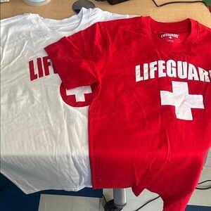 Short Sleeve Men's Tee Lifeguard Bundle  - Red and White